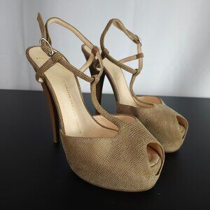 Giuseppe Zanotti- Nude Snake Skin T-strap Platform Stilettos Made in Italy